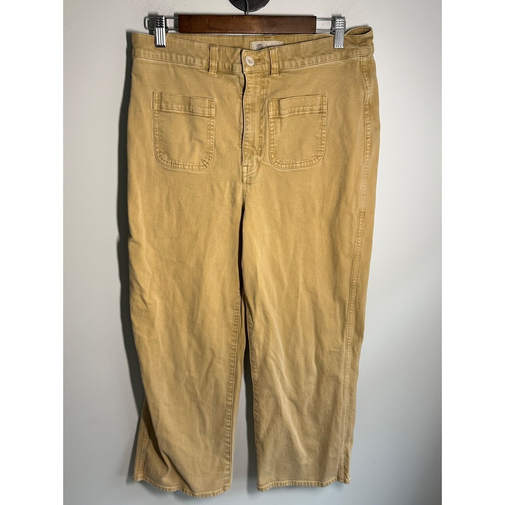 Madewell Emmett Wide Leg Crop Pants 31 Mustard Tan High Rise Utility Trousers